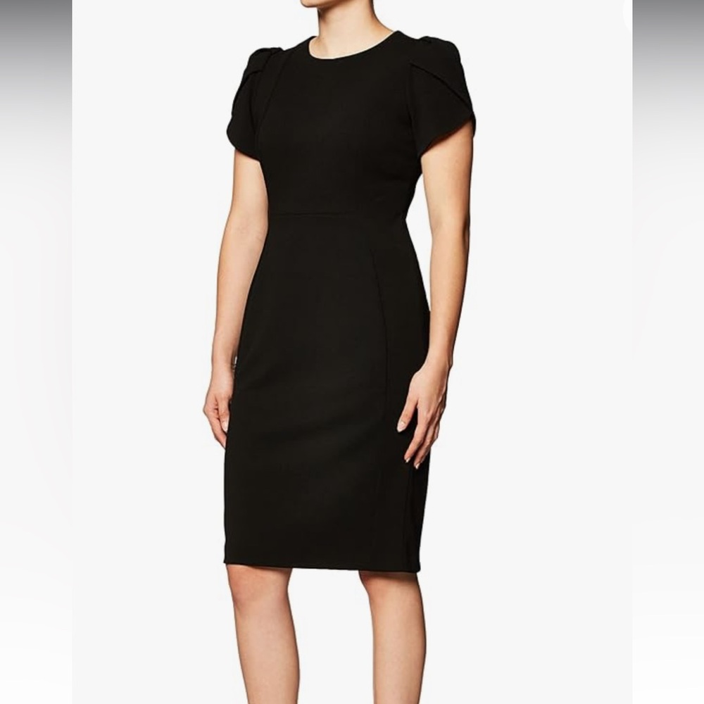 Black tulip sleeve sheath dress